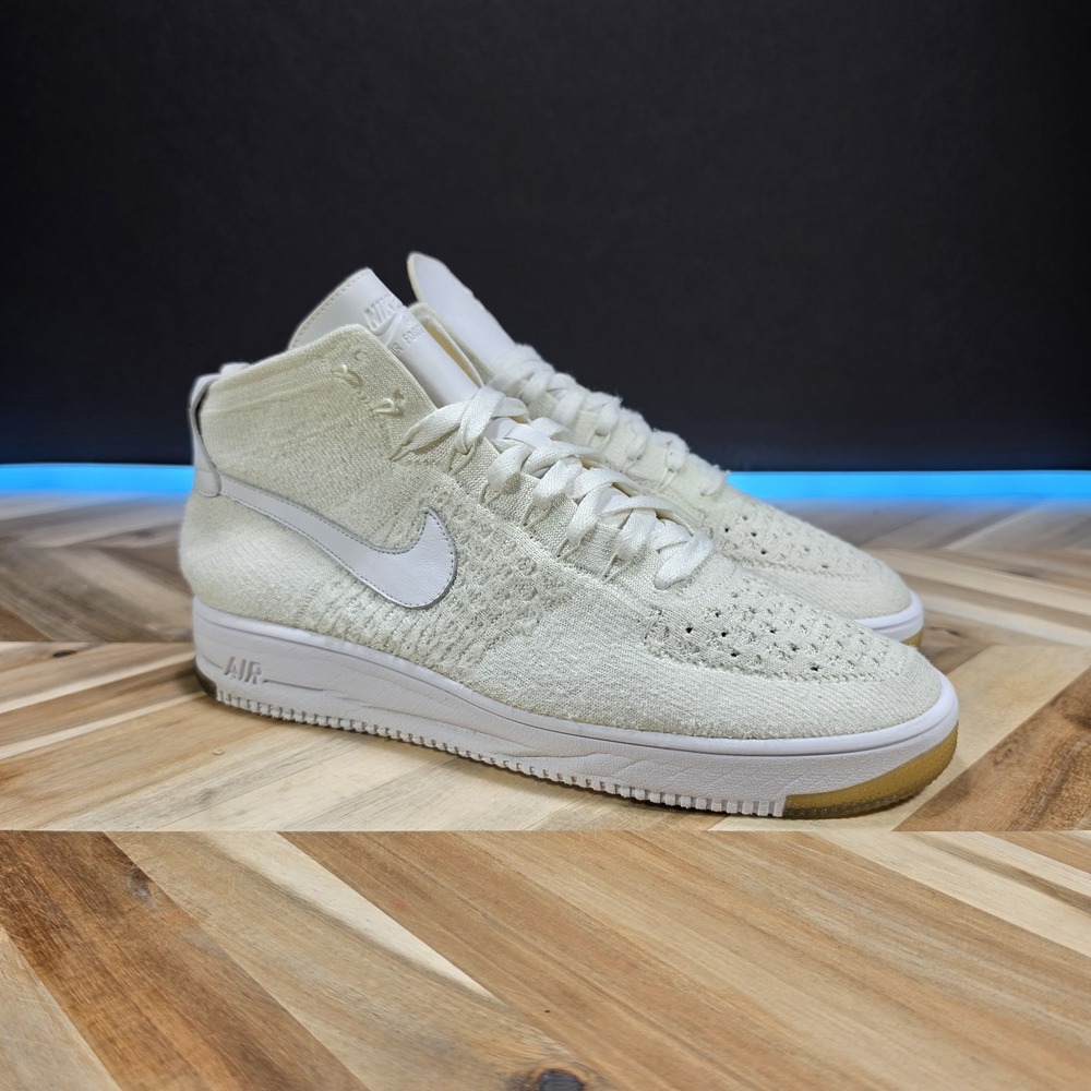 Nike Air Force 1 Ultra FlyKnit Mid White Men's Sneakers Shoes Size 10.5
